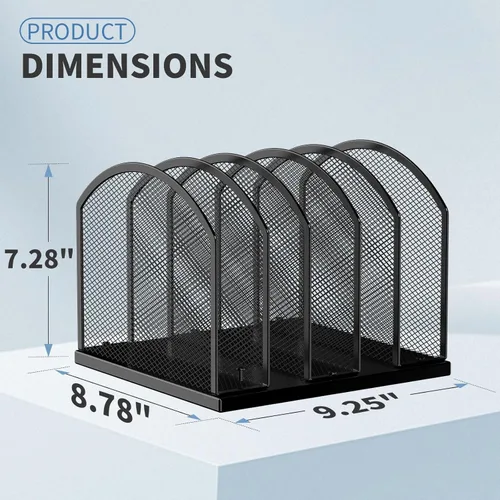 Miniatura 2 de Gawerk Organizador de escritorio vertical de 5 secciones, organizador de carpetas de malla de 5 secciones para oficina, hogar y aula (1, negro)