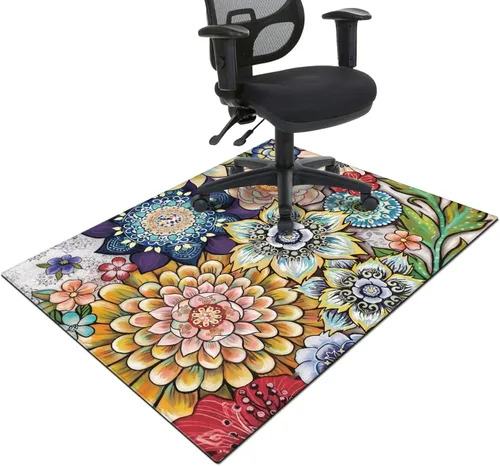 Miniatura 9 de Tapete para silla de oficina para suelo de madera dura y azulejos, tapete bohemio floral de 36"x48" para silla de computadora de oficina para sillas