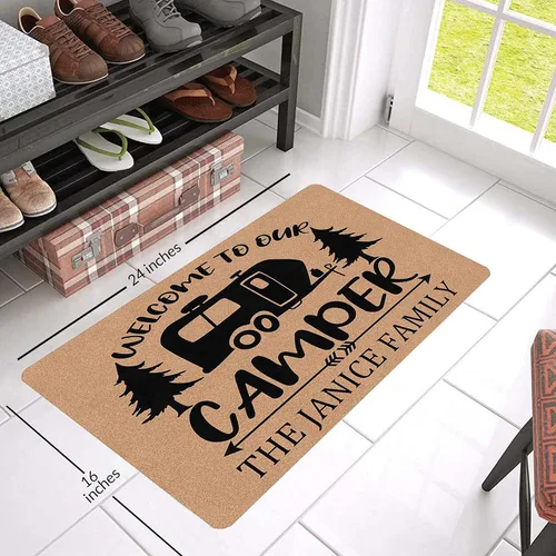 Miniatura 2 de Alfombras de camping con nombre personalizado, bienvenido a nuestra caravana, alfombrillas para exteriores, antideslizantes, coloridas, alfombra