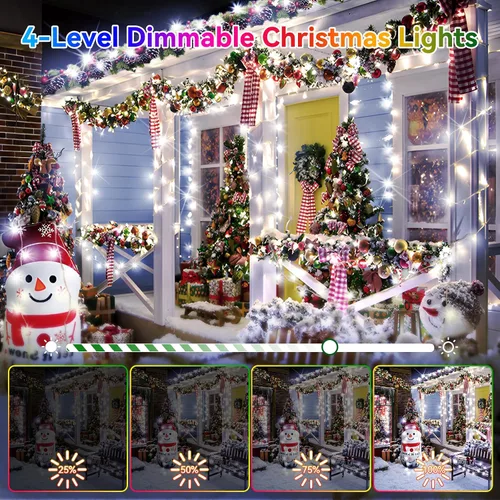 Miniatura 5 de Luces de Navidad para exteriores, 403 pies, 1000 luces LED, 8 modos y función de memoria con temporizador, luces de hadas parpadeantes, IP44, Blanco