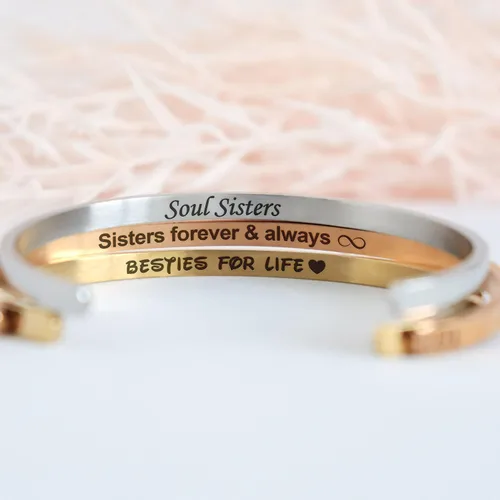 Miniatura 3 de MIAMIA Pulseras personalizadas para mujer, brazalete con mantra inspirador grabado, regalos para mujeres, niñas y parejas, joyería de fecha, nombre