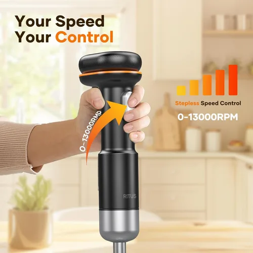 Miniatura 5 de Batidora de inmersión sin cable de varilla 5 en 1, Ritus 13000RPM, licuadora de sopa recargable de mano, mezclador para comida de bebé y batidos