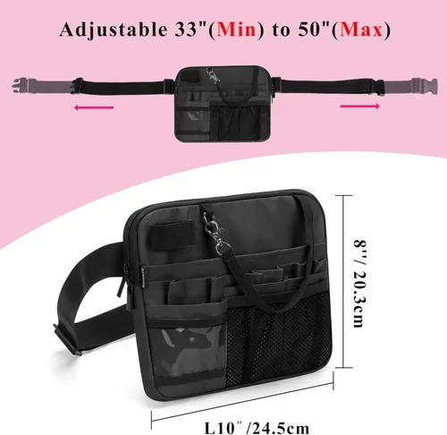 Miniatura 5 de Damero Riñonera para enfermera con bolsillos para equipos médicos, cinturón de herramientas para enfermeras con soporte de cinta para estetoscopios