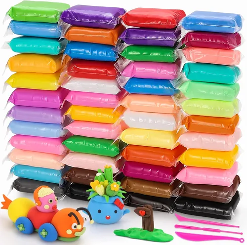 Miniatura 9 de EDIFON Arcilla seca al aire, arcilla de modelado de 24 colores para niños, juguete de arcilla mágica de espuma con herramientas de escultura