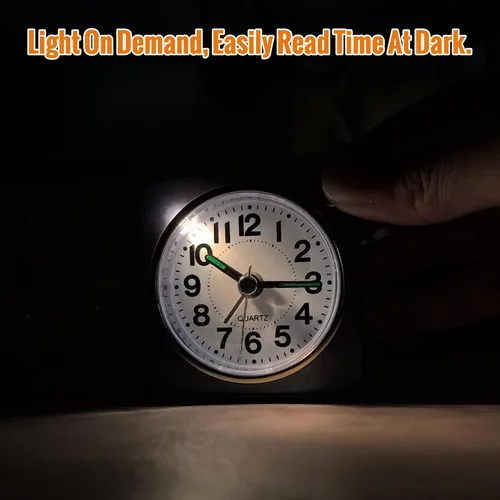 Miniatura 5 de Lamisola Mini reloj despertador de viaje, reloj despertador analógico de batería pequeña, relojes de mesita de noche para dormitorios, decoración