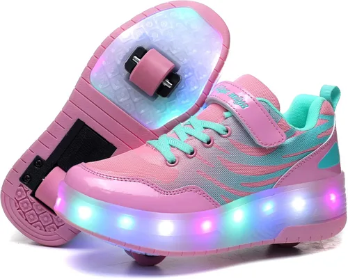 Miniatura 7 de Zapatos de rodillo recargables para niños y niñas de 6 a 14 años con luz LED, tenis para jugar al aire libre, cumpleaños