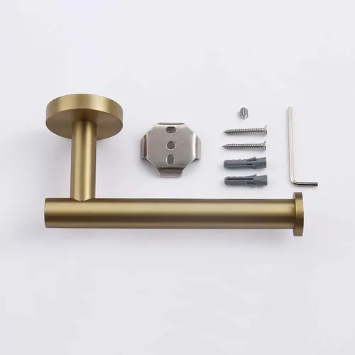 Miniatura 7 de TASTOS Portarrollos de papel higiénico dorado cepillado SUS304 de acero inoxidable, moderno soporte redondo para rollos de papel higiénico, soporte