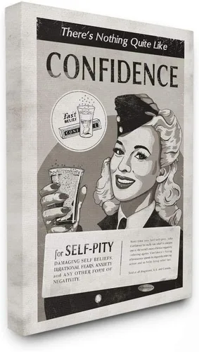Stupell Industries Confidence - Libro de cómics vintage en blanco y negro, diseño del artista Ester Kay, arte de pared, 16 x 1.5 x 20 pulgadas,