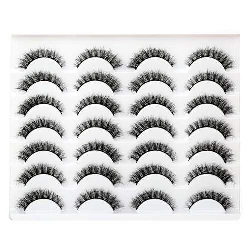 Miniatura 293 de Pooplunch - Pestañas postizas finas de visón sintético, estilo ojo de gato, naturales, cruzadas, tipo racimo, efecto 8D de volumen, tiras