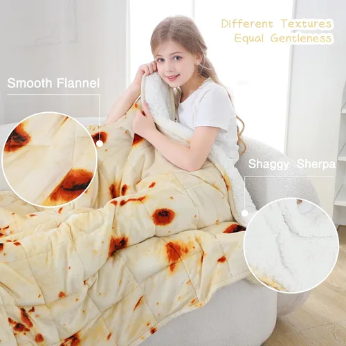 Miniatura 3 de Aemicion Manta con peso para niños de 7 libras, tamaño individual de 41 x 60 pulgadas, cómoda, suave y esponjosa Sherpa, manta pesada para niños