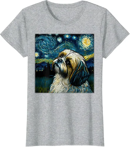 Miniatura 23 de Camiseta Surrealism Starry Night Shih Tzu Dog