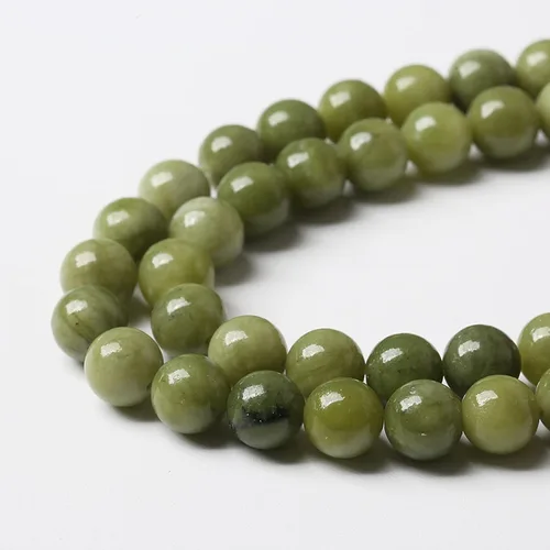 Miniatura 4 de Cuentas de jade verde chino natural, piedras preciosas, cuentas redondas sueltas para hacer joyas, pulsera DIY, collar, 8mm, 45 piezas, 15 pulgadas