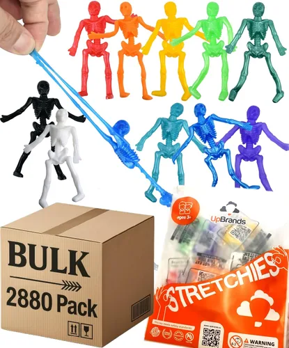 Miniatura 8 de UpBrands 60 juguetes de esqueleto elásticos: recuerdos de fiesta seguros a granel, mini figuras de esqueleto, juguetes de Halloween a granel