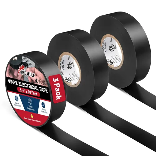 Miniatura 11 de RED WOLF Cinta eléctrica de vinilo de 1 pulgada x 66 pies, 5 rollos, cinta eléctrica de PVC con certificación UL CSA de 7 mil de grosor, resistente