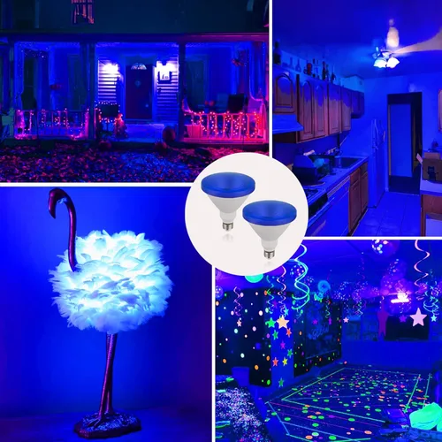 Miniatura 4 de Paquete de 2 bombillas LED Par38, 15 W (equivalente a 100 vatios), luces LED de base E26, decoración de fiestas, porche, iluminación del hogar, Azul