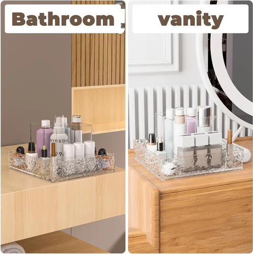 Miniatura 7 de Organizador de maquillaje giratorio de 360°, organizador de tocador Lazy Susan para encimera y baño, organizador de lápiz labial de perfume