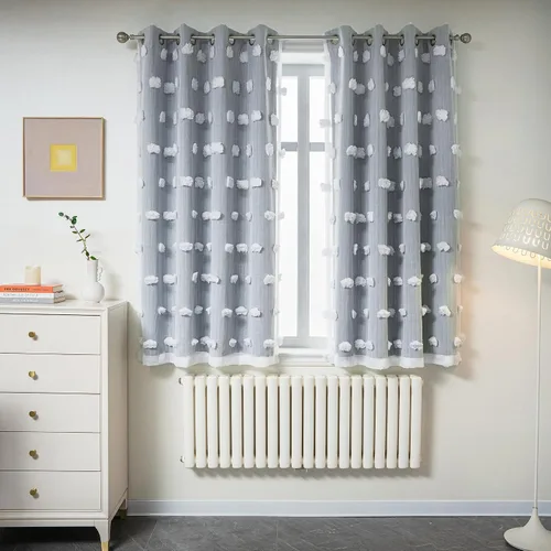 Miniatura 38 de Mysky Home Cortinas de doble capa, dormitorio, traslúcidas, opacas, habitación de niños, comedor, guardería, ojales, oscurecer la habitación, 52 x