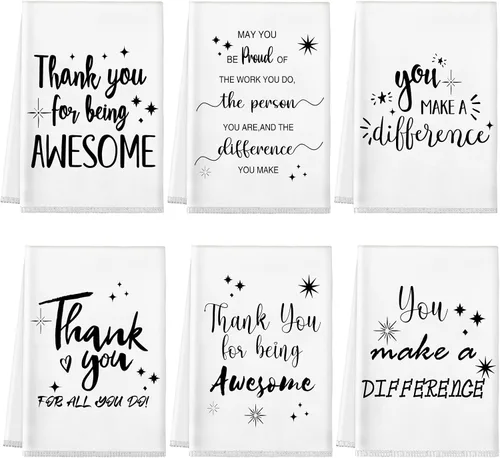 Kinlop 6 piezas de regalos de agradecimiento para empleados, paños de té, regalo de agradecimiento, pastor de cocina, regalos de cumpleaños, toallas