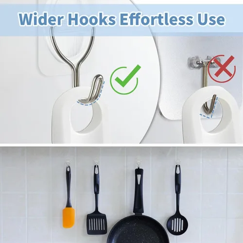 Miniatura 4 de Ganchos adhesivos de pared sin daños, ganchos adhesivos para colgar, paquete de 10 – acero inoxidable transparente de 11.0 lbs resistente