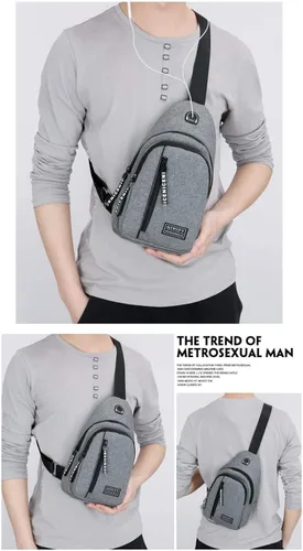 Miniatura 2 de YERCHIC Bolso bandolera pequeño cruzado en el pecho, hombro resistente al agua, bolsa de viaje con correa para hombres y mujeres con agujero