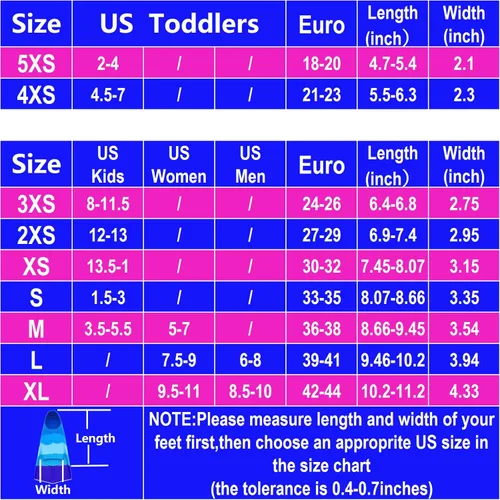 Miniatura 60 de Gugmoy Kids Swim Fins,Comfortable Silicone Flippers for Swimming and Diving,Size Suitable Beginners Kids Girls Boys Adults