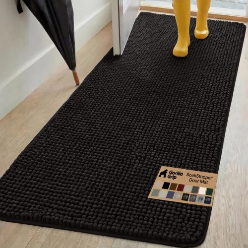 Miniatura 39 de GORILLA GRIP SOAKSTOPPER - Tapete para puerta de perro, 30 x 20 pulgadas, lavable a máquina, absorbente, captura la humedad, barro, suciedad, Negro