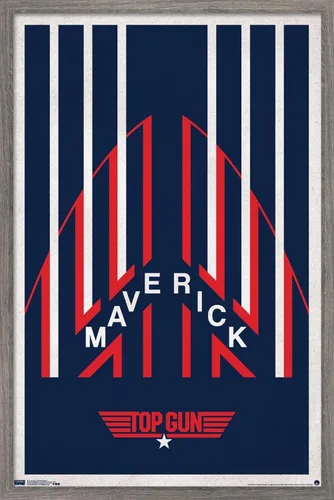 Trends International Top Gun - Póster de pared de casco Maverick, 14.725 x 22.375 pulgadas, versión enmarcada de madera de granero