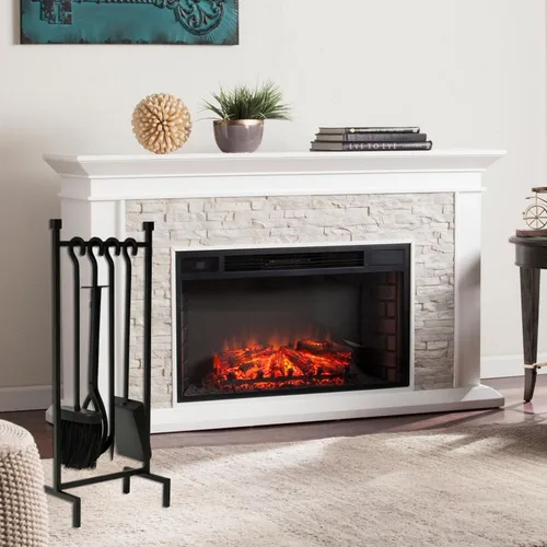 Miniatura 6 de Juego de herramientas para chimenea de alta resistencia para interiores con soporte de 31.5 pulgadas, cepillo extra largo de 23.6 pulgadas, póquer