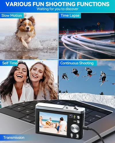 Miniatura 7 de Cámara digital, cámaras 5K 56MP para enfoque automático de fotografía, cámara compacta de vlogging con cámara frontal y trasera, zoom óptico 10X