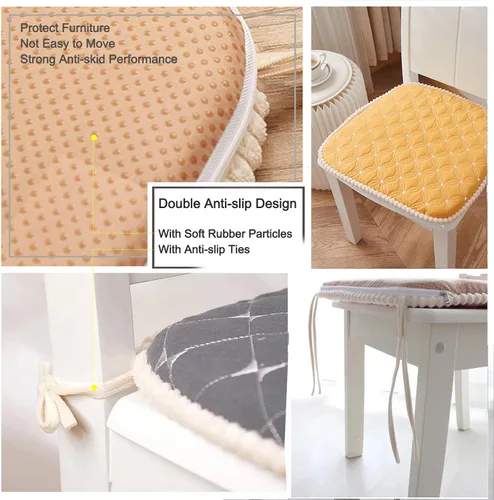 Miniatura 3 de Cojín para silla con lazos para sillas de comedor, almohadillas de espuma viscoelástica texturizadas suaves y cómodas para sillas de cocina con Azul
