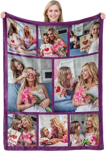 MeMoShe Manta personalizada para el día de la madre, regalos de hija, hijo, manta personalizada con fotos, regalos para mamá, mujeres, regalos de