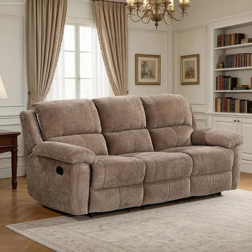 Miniatura 11 de Betsy Furniture Moderno juego de sofá reclinable de tela, sofá biplaza con consola, reclinable 8093 (negro, sofá + sofá biplaza) Breathable