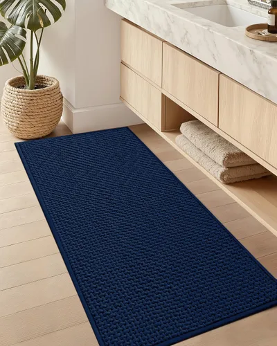 Miniatura 14 de Color&Geometry Tapete de baño con parte trasera de goma de 24 x 16 pulgadas, antideslizante, lavable a máquina, alfombra bohemia de felpilla suave