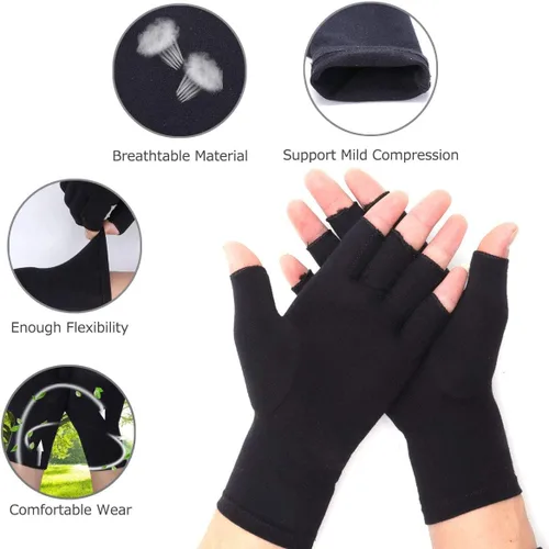 Miniatura 2 de Guantes de artritis – Compresión sin dedos para aliviar el dolor de las articulaciones, guantes de mano cálidos para túnel carpiano para mujeres