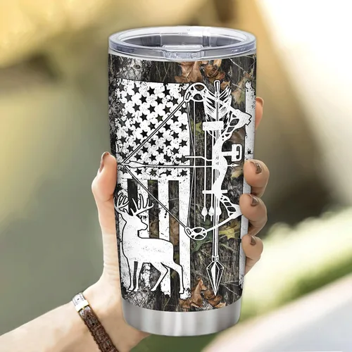 Miniatura 3 de Hyturtle Regalos de Caza Personalizados Para Hombres - Vaso Térmico de Caza de Ciervos con Camuflaje de 20 Oz para Café de Viaje de Acero Inoxidable