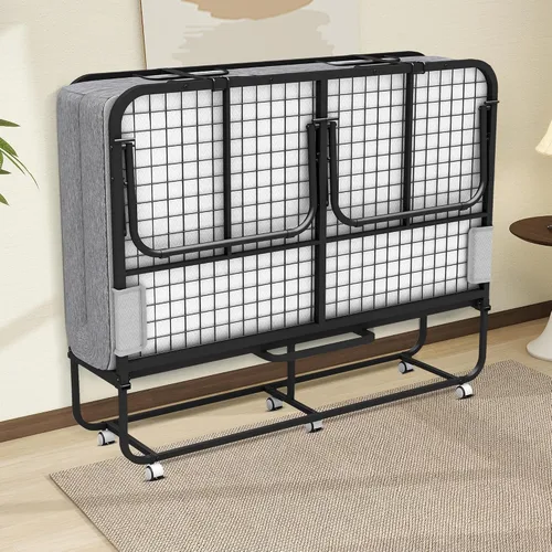 Miniatura 5 de Espsilto Cama plegable tamaño cuna con colchón para adultos, cama plegable portátil de 75 x 31 pulgadas para invitados, ahorro de espacio y fácil