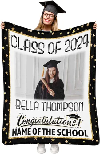 Miniatura 39 de Manta personalizada de graduación 2025, manta personalizada para regalo de graduación con nombre de la universidad, manta de felicitación