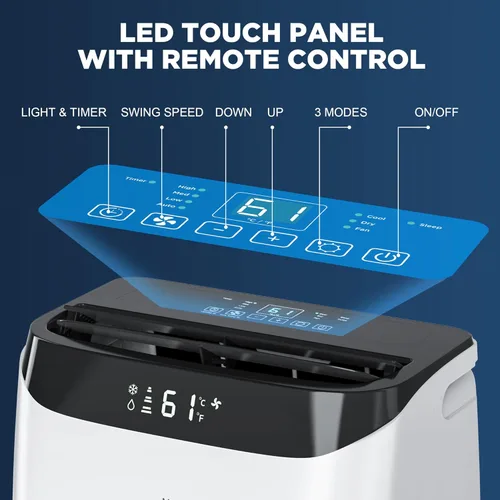 Miniatura 2 de Aire acondicionado portátil de 12,000 BTU que enfría hasta 500 pies cuadrados, unidad de CA portátil 3 en 1 de eficiencia energética con control