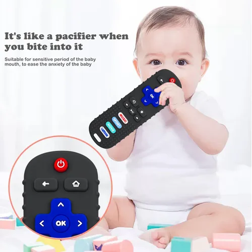 Miniatura 4 de Paquete de 2 mordedores con forma de control remoto para bebé, juguete para bebés, control remoto de TV, juguetes de dentición con control remoto