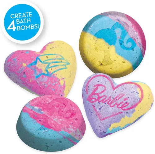 Miniatura 3 de Horizon Group USA - Kit de bombas de baño Barbie para hacer tu propia bomba de baño coloridas y de olor dulce, incluye plantilla, purpurina, moldes