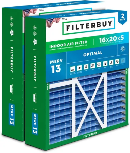 Miniatura 12 de Filterbuy Filtro de Aire MERV 13 de 20 x 25 x 5 pulgadas para defensa óptima contra el humo y las alergias (paquete de 2), filtros plisados