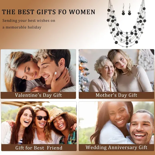 Miniatura 6 de Collares de perlas en capas para mujer, gargantilla de perlas multicapa, joyería bohemia para mujer, regalos para mamá