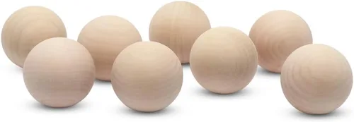Miniatura 16 de Bolas redondas de madera de 3-1/2 pulgadas para manualidades, bola de madera dura de abedul redonda sin terminar y lisa, y esfera de madera, por