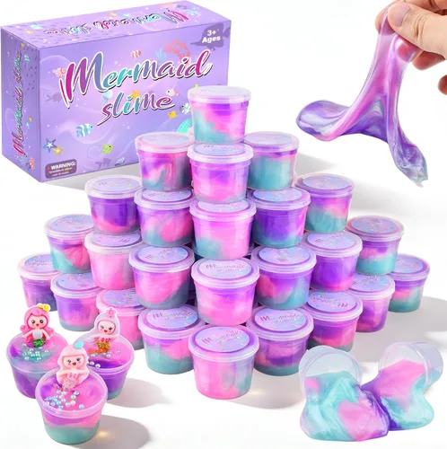 Miniatura 7 de Paquete de 48 juguetes de limo Galaxy Slime, que brilla en la oscuridad, recuerdos de fiesta para niñas y niños, no pegajosos, súper suaves