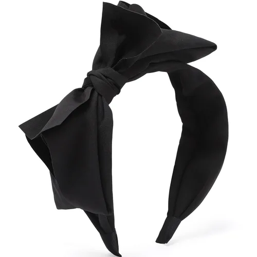 WantGor Diademas de turbante anchas para mujer con lazo anudado para el pelo y accesorios de lazos (negro)