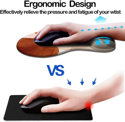 Miniatura 2 de DOOKE Alfombrilla ergonómica para ratón con soporte para muñeca y posavasos, alfombrillas para ratón con base de PU antideslizante para trabajo