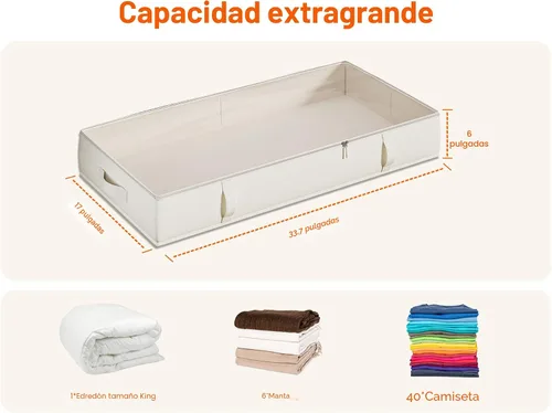 Miniatura 3 de Vailando Contenedores de almacenamiento para debajo de la cama, 6 pulgadas de alto y 60 litros debajo de la cama con asas resistentes y paredes