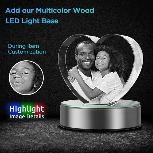 Miniatura 4 de Foto de corazón de cristal, regalo personalizado con tu propia foto, imagen grabada con láser 3D, regalo personalizado de cristal, regalo único