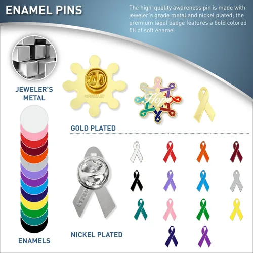 Miniatura 6 de PinMart Awareness - Pin de solapa esmaltado – Pin de cinta chapado en níquel y oro – Cinta de prevención y conciencia – Broche de joyería con parte