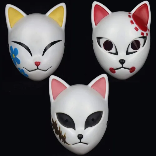 Miniatura 5 de damdos Máscara de cosplay de Halloween, máscaras de demonio, máscaras Makomo Tanjirou Sabito, máscaras de rol Cosplay Prop